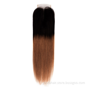 Brazilian Straight Human Hair Swiss Lace Closure Virgin Hair Pre Colored Closures 4x4 Ombre 1b/burg/99j/27/30 Pink Plucked Hair
